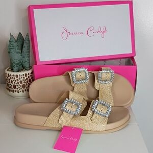 Jessica Carlyln Marcie Beige Women's Sandals Comfort 2 Strip Buckle Size 11